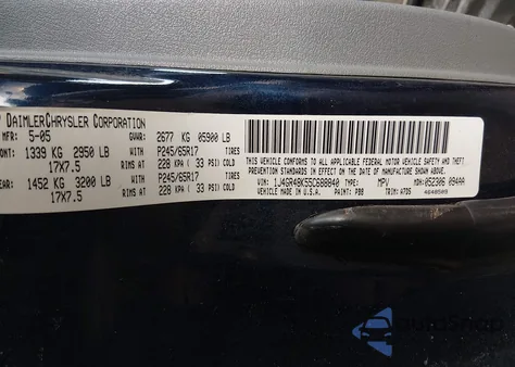 2005 Jeep Grand Cherokee Laredo from USA, damaged, VIN 1J4GR48K55C688840